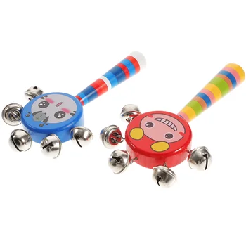 Игрушечный колокольчик, колокольчики, деревянные мультяшные детские Шейкеры, Ритмичный Музыкальный инструмент, детский Развивающий шум 0