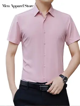 Однотонные повседневные рубашки Поло с коротким рукавом для мужчин, модные светские деловые топы, мужская летняя одежда 2023 года, Новая удобная Мужская одежда 0