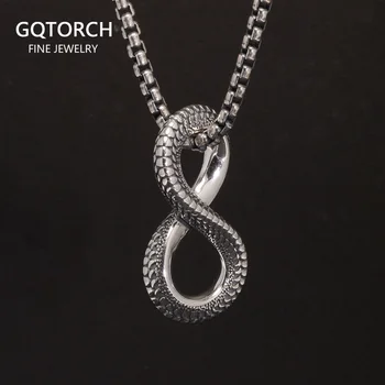 Ожерелье из стерлингового Серебра 925 пробы с бесконечным символом в виде змеи, Персонализированные ювелирные украшения в виде животных в форме 8 0