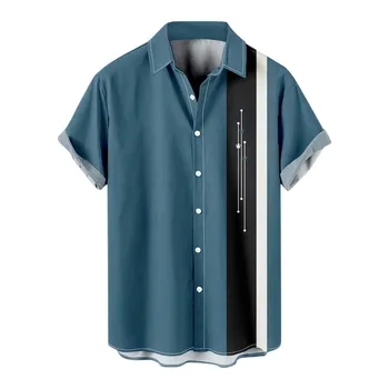 Повседневная мужская рубашка в стиле харадзюку, крутая тонкая рубашка в стиле аниме с коротким рукавом, модный воротник с лацканами, висячие рубашки из окрашенного градиентного хлопка, Камзолы 2