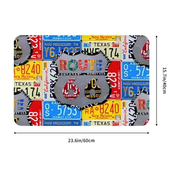 Рисунок номерного знака Route 66, коврик для входной двери, Наружная Американская дорога, Коврик для кухни, ванной, спальни, ковер 2