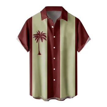 Повседневная мужская рубашка в стиле харадзюку, крутая тонкая рубашка в стиле аниме с коротким рукавом, модный воротник с лацканами, висячие рубашки из окрашенного градиентного хлопка, Камзолы 4